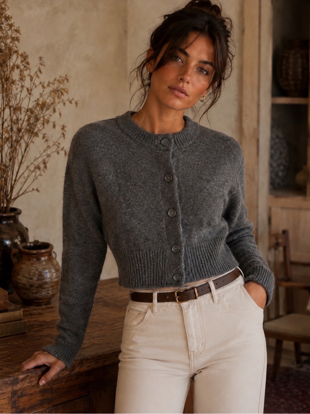 ZARA Cropped Knit Soft Cardigan